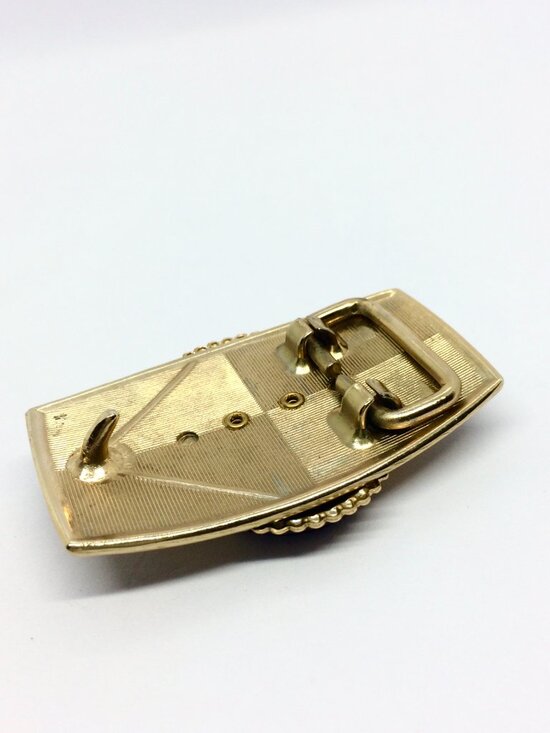 VINTAGE RAM BELT Buckle Aries Zodiac Black Gold Tone Enamel main image 4